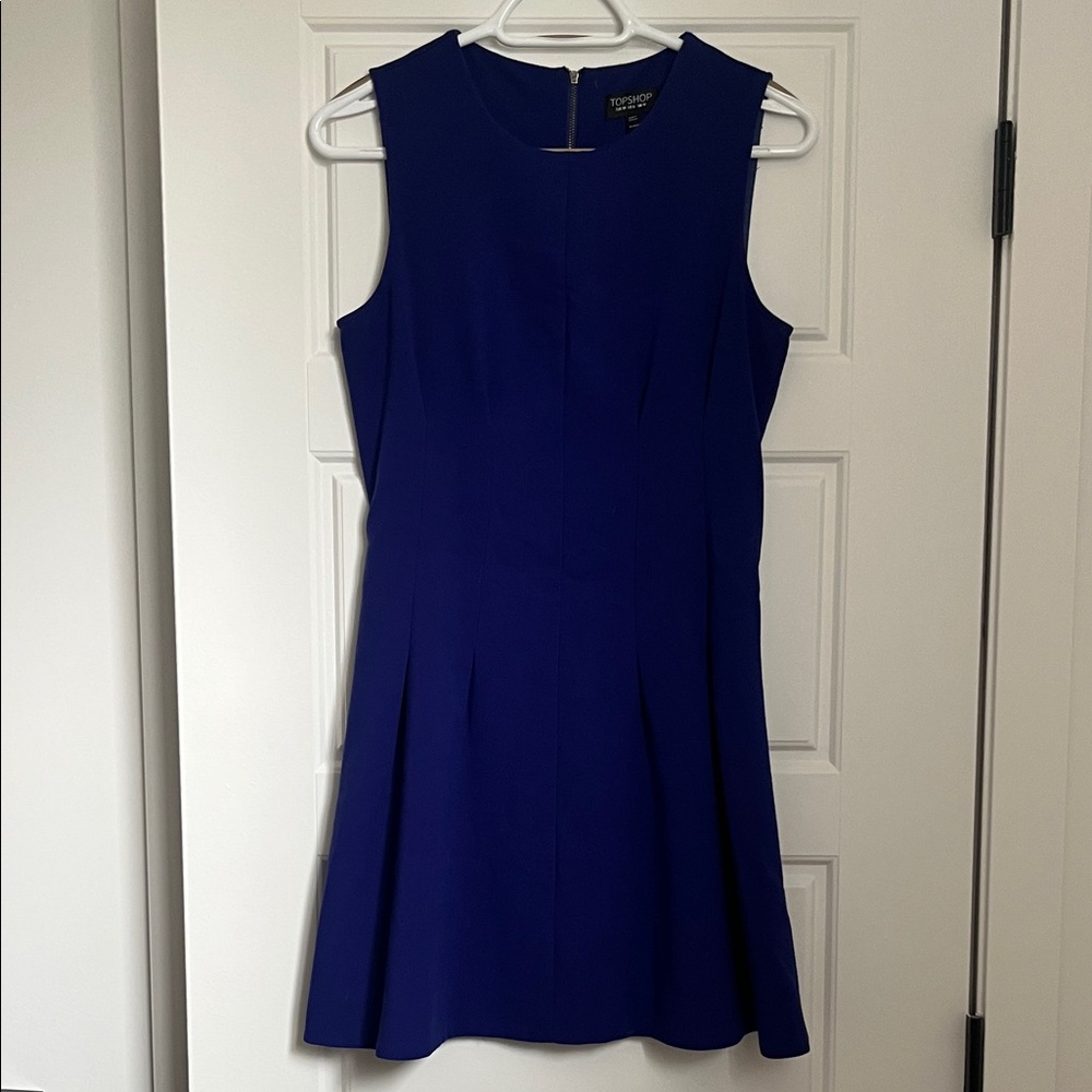 Topshop Royal Blue Sleeveless A-Line Midi Dress